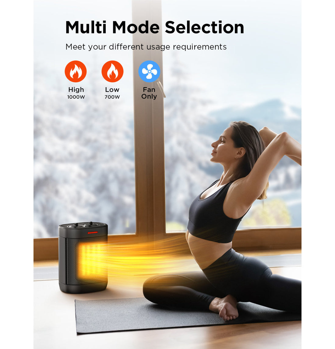 1000W PTC Ceramic Small Space Heaters with Overheating & Tip-Over Protection, Portable Electric Mini Heater Fast Quiet Heating for Office Bedroom Desk