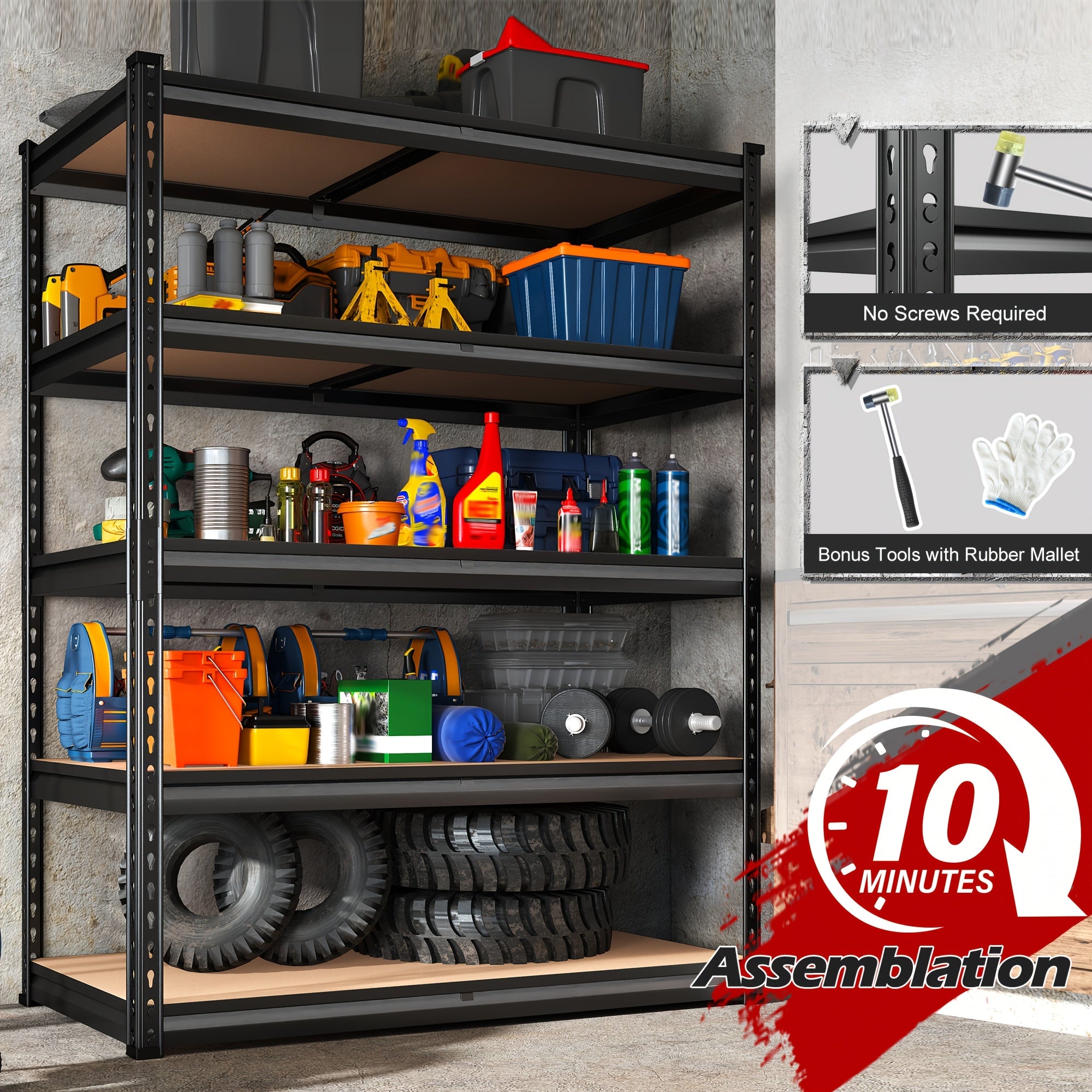 2000lbs storage shelves 5 tier garage shelving heavy duty