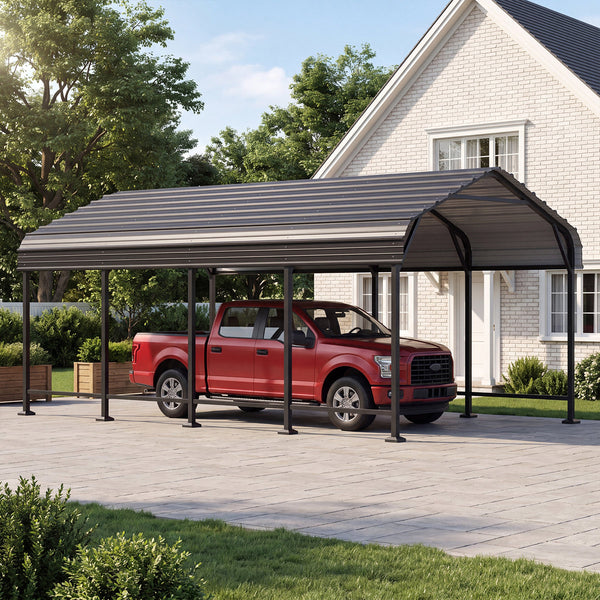 12 Ft. W X 20 Ft. D Heavy Duty Carport With Galvanized Steel Roof