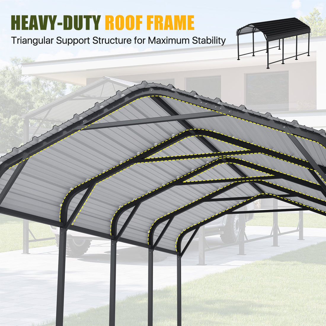 12 Ft. W X 20 Ft. D Heavy Duty Carport With Galvanized Steel Roof