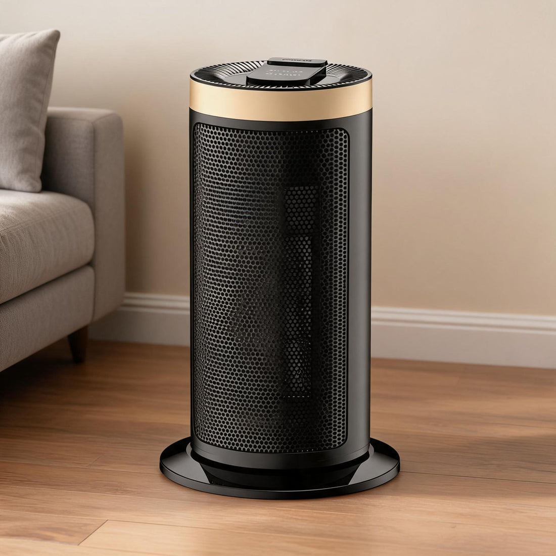 1500W Portable Ceramic Space Heater, PTC Electric Fan 900W Low Setting, Overheat & Tip-Over Protection, Gold