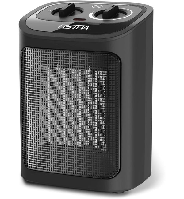 1500W Portable Ceramic Space Heater with Manual Thermostat & Rotary Knob Controls
