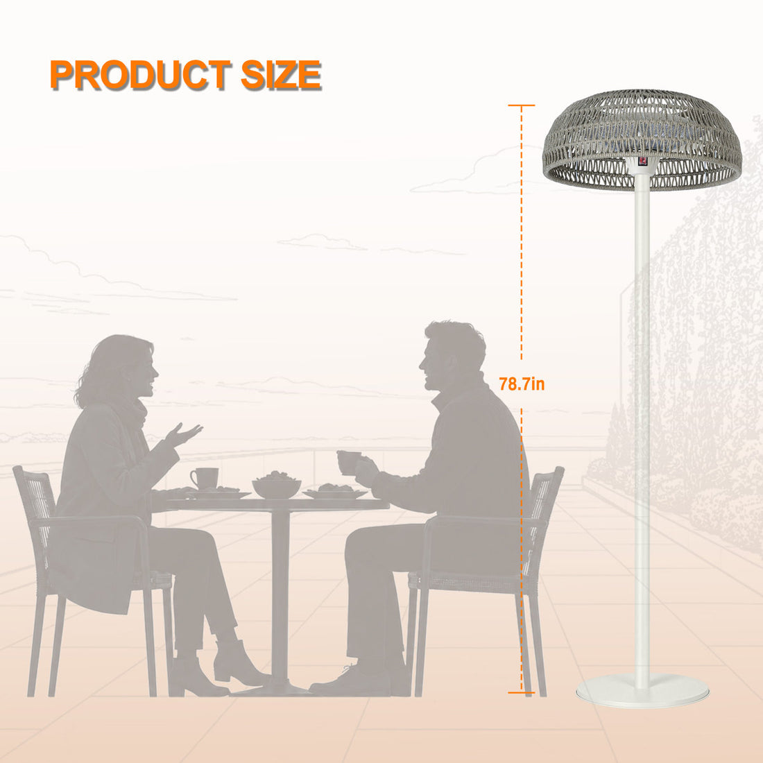 1500W Portable Freestanding Outdoor Halogen Electric Patio Heater