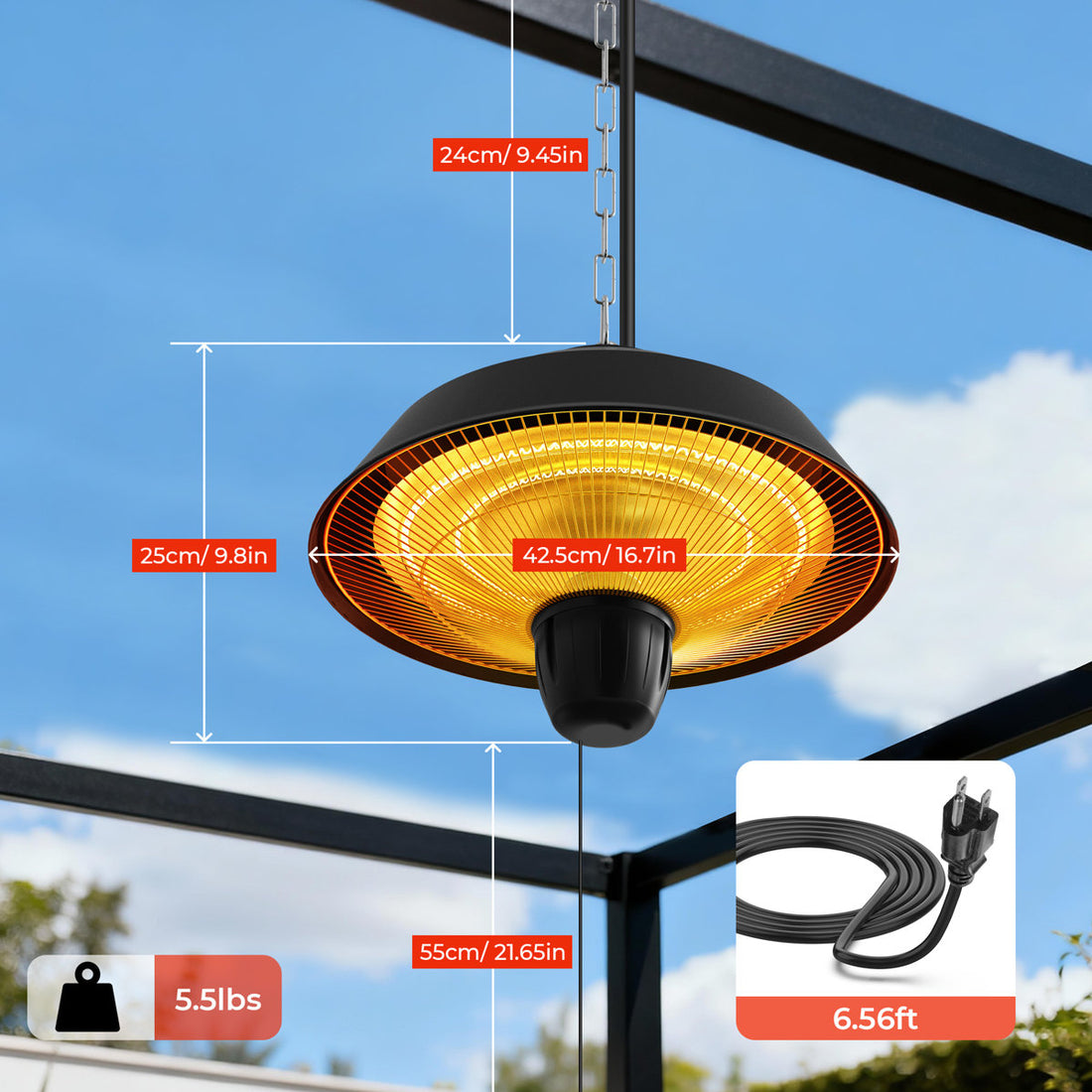 1500watt Hanging Electric Patio Heater