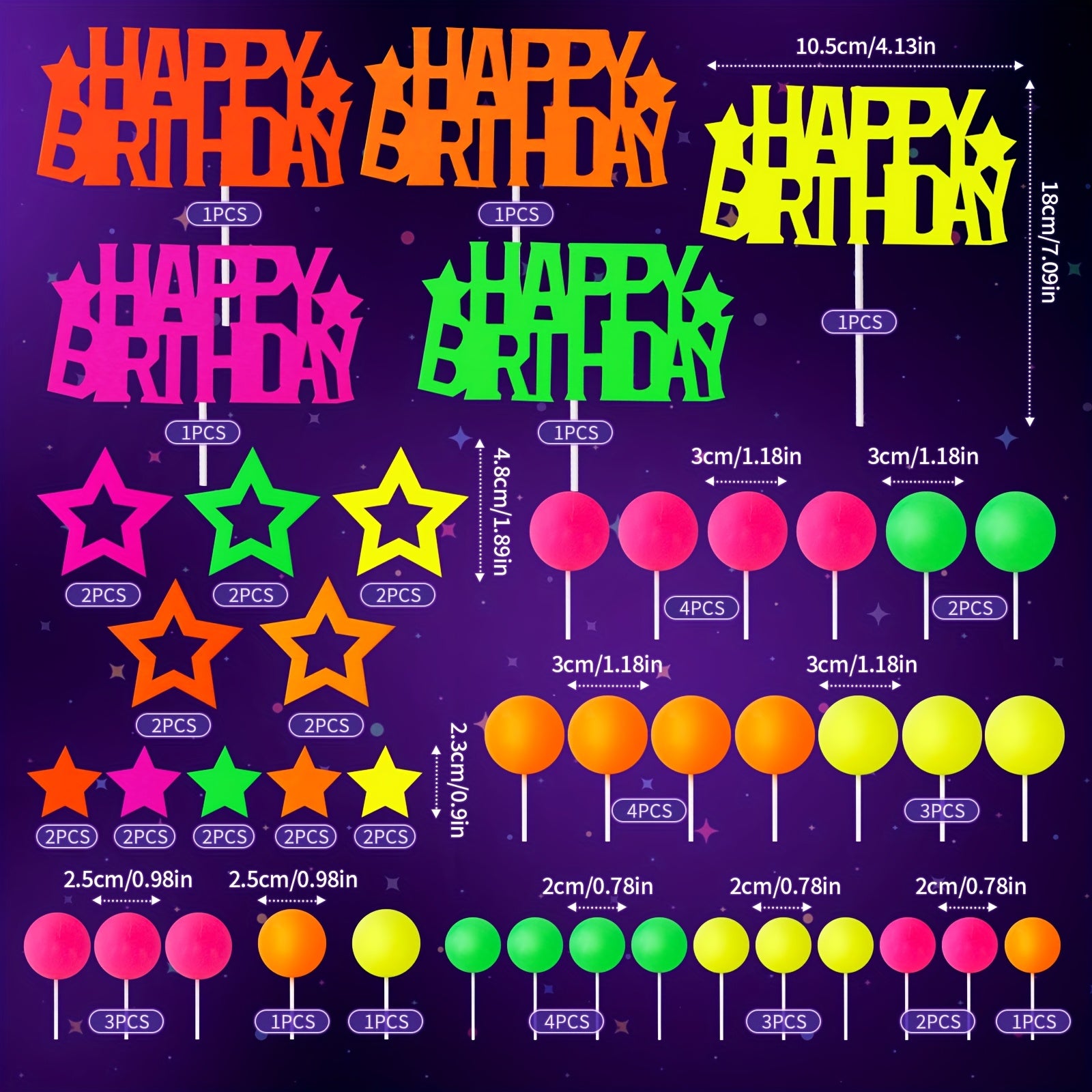 glowing glow ball cake toppers set   play cake