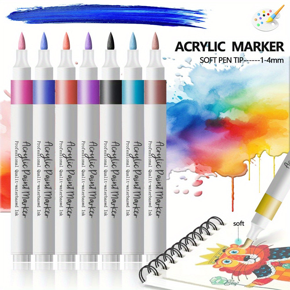 12 24 colors soft head different color acrylic marker pen