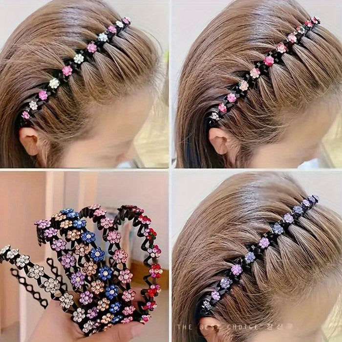 4pcs womens hair tie hair rope inlaid rhinestones beaded
