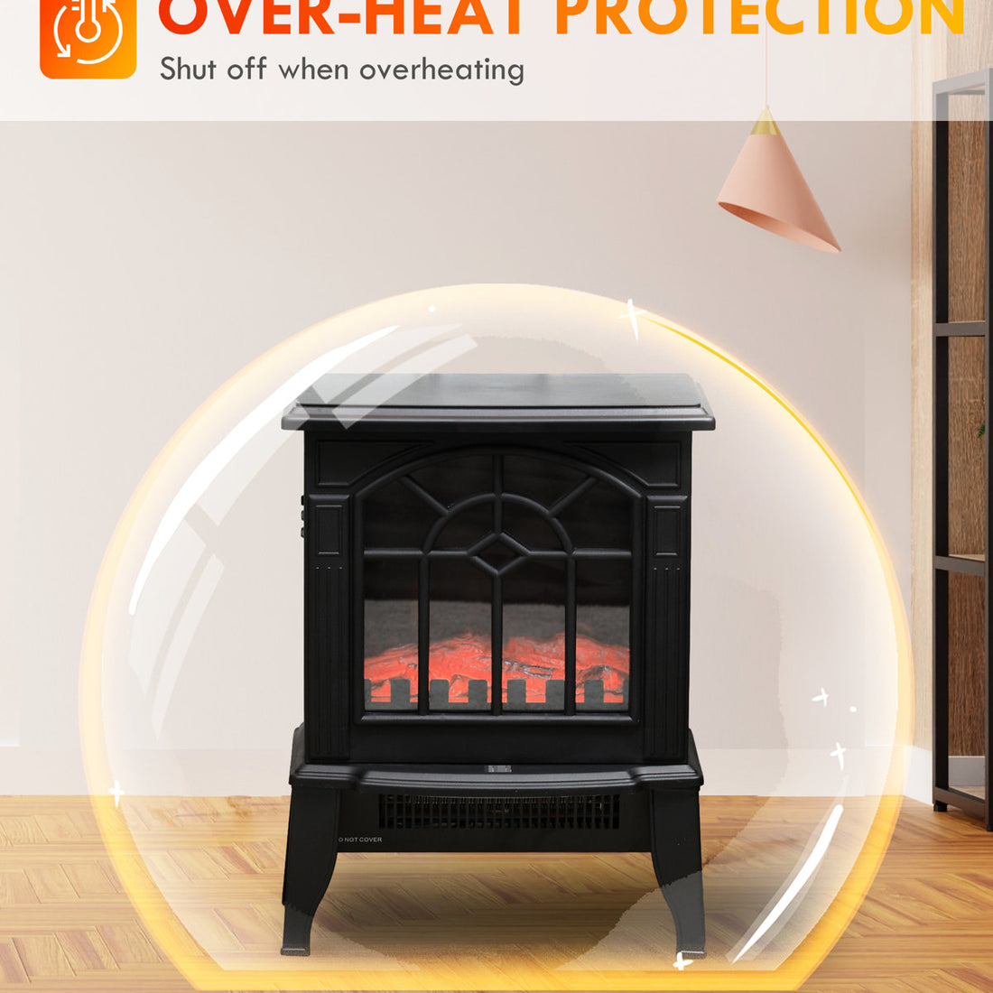 18 Electric Fireplace Stove, Realistic Flame , 750W/1500W Adjustable, Portable, Overheat Protected, Black Warmth Generator 18, Declaration, Modifiable, Provider