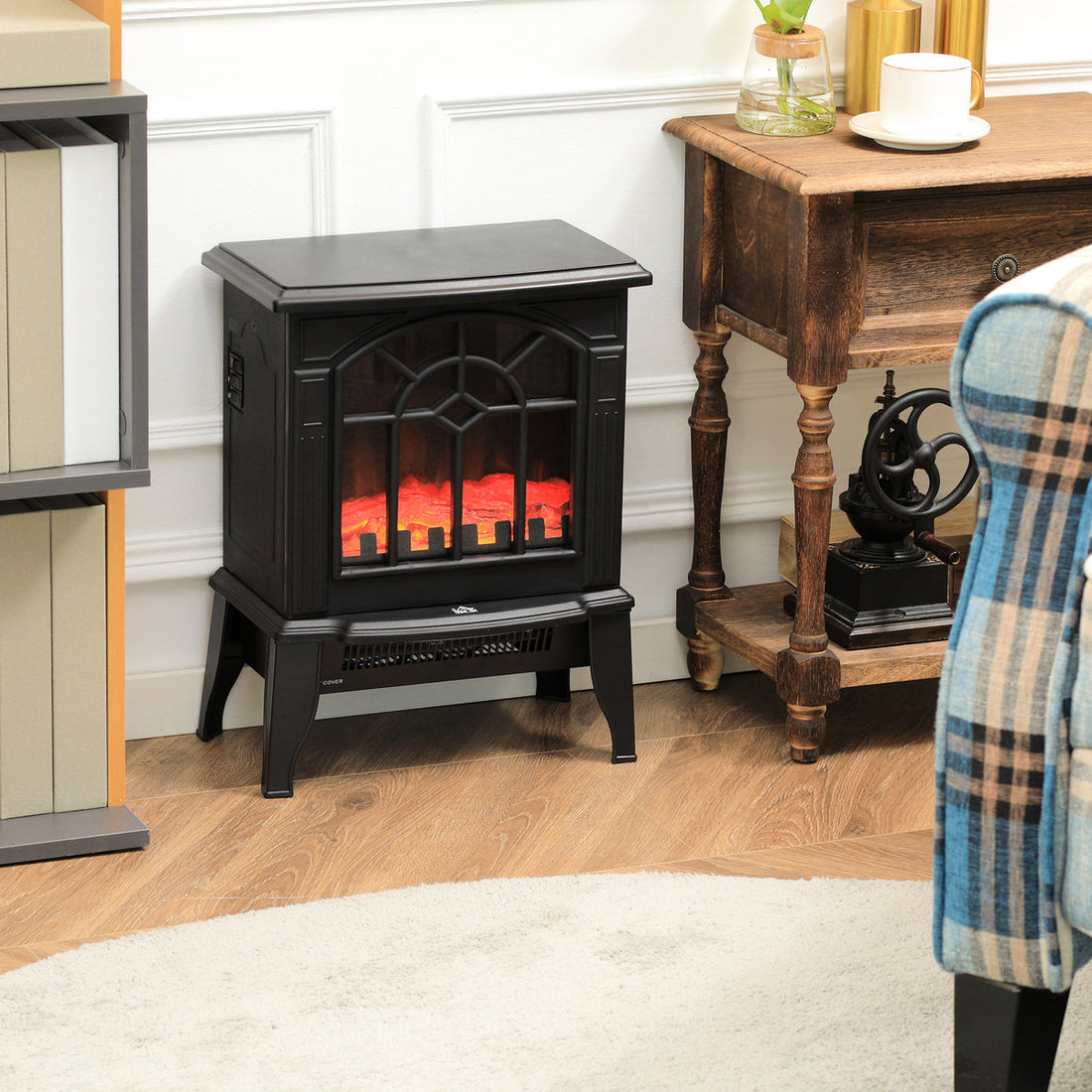 18 Electric Heater Fireplace, Realistic Flame Futurist, 750W/1500W Alterable, Portable, Overheat Protected, Black Comfort Enhancer Fireplace Stove 18, , Switchable, Heat Supplier