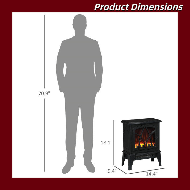 18 Freestanding Electric Fireplace Stove Heater With Realistic Flame Dual Heat Settings Overheating Protection Portable For Any Room