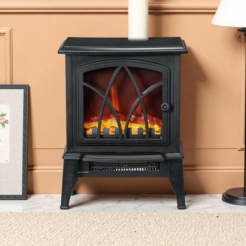 18 Freestanding Electric Fireplace Stove Heater With Realistic Flame Dual Heat Settings Overheating Protection Portable For Any Room