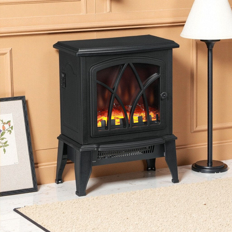 18 Freestanding Electric Fireplace Stove Heater With Realistic Flame Dual Heat Settings Overheating Protection Portable For Any Room