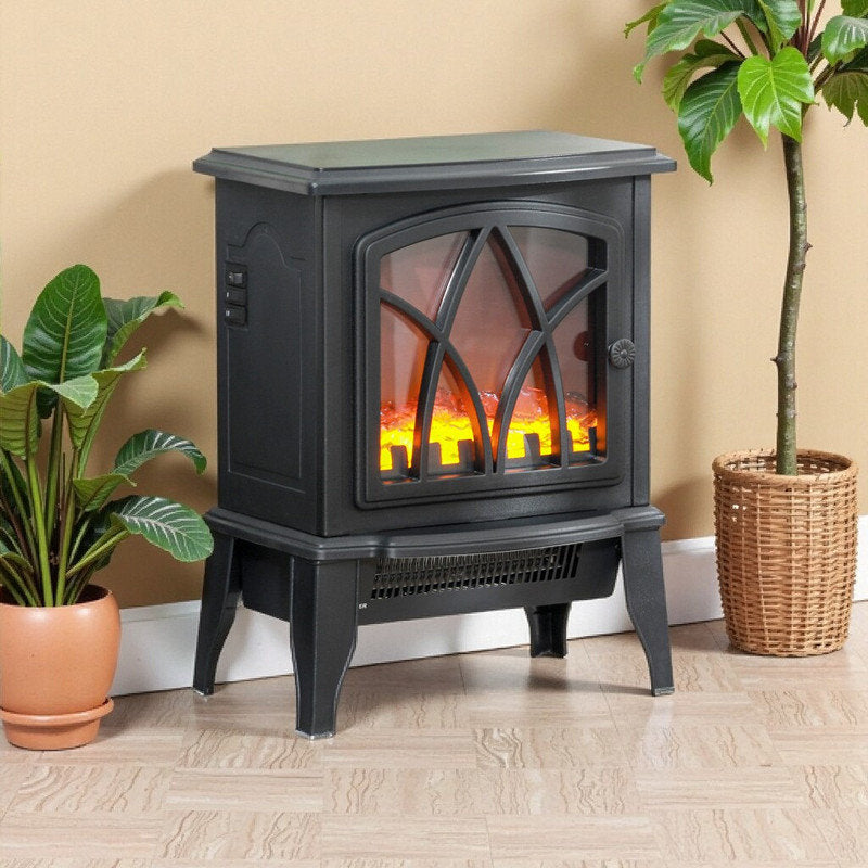 18 Freestanding Electric Fireplace Stove Heater With Realistic Flame Dual Heat Settings Overheating Protection Portable For Any Room