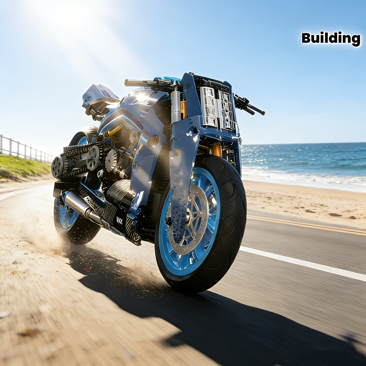 1 8 motorcycle building blocks high   assembly