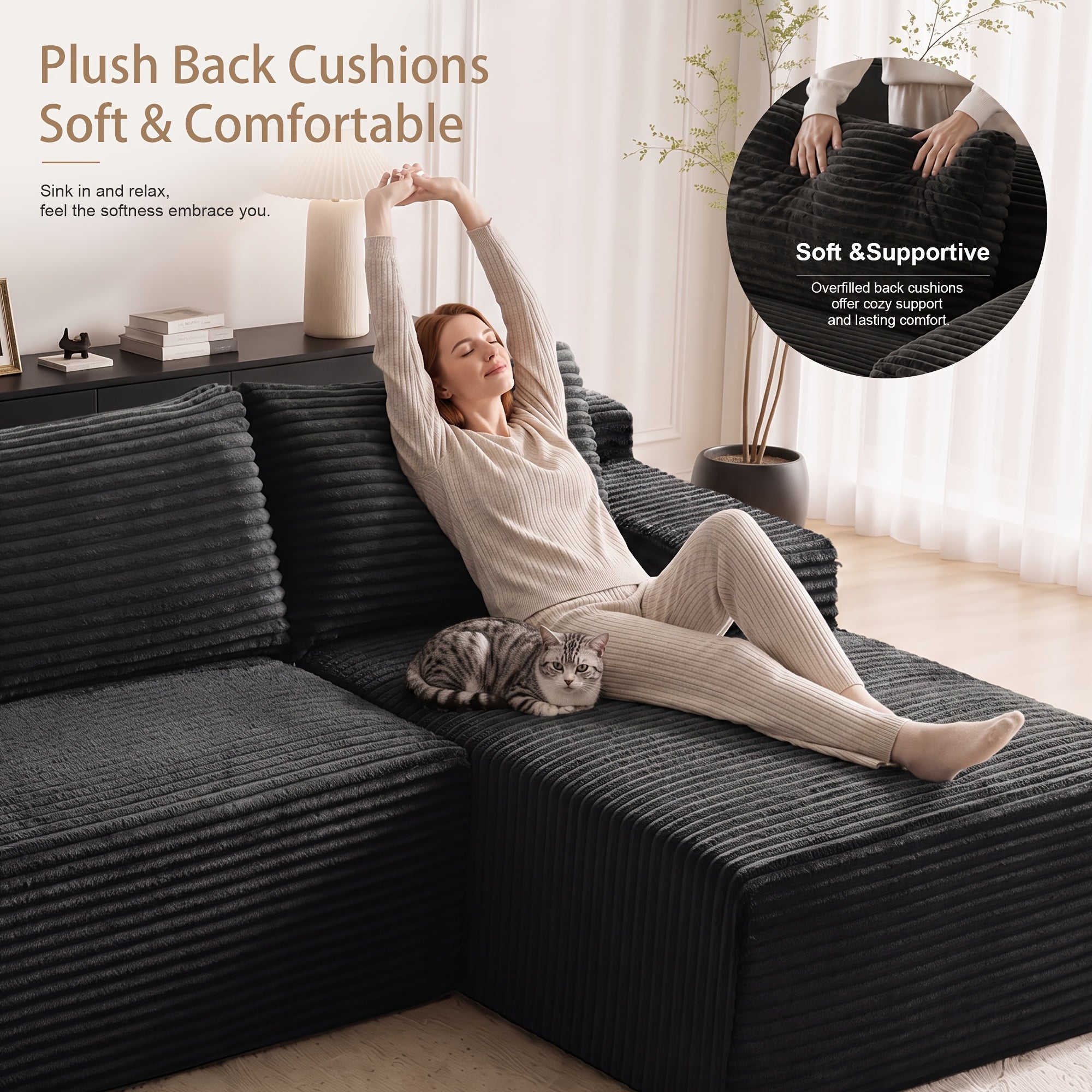 l shaped cloud sofa 3 seater corduroy sectional couch
