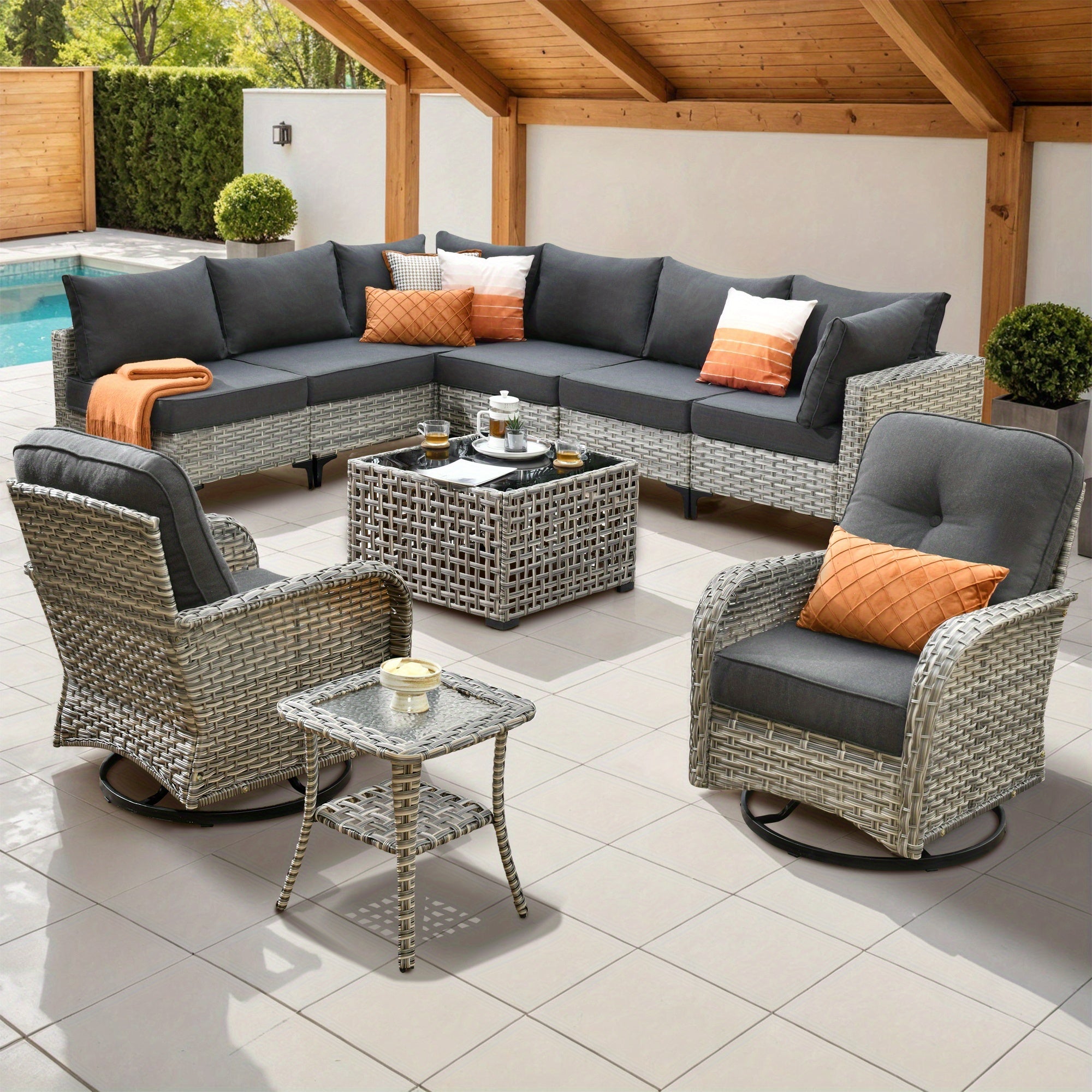 2 3 5 8 10pcs deep seat outdoor patio furniture set outside