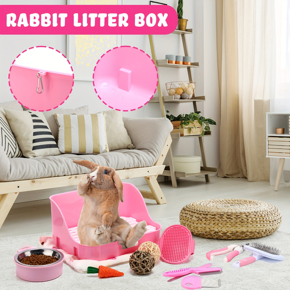 15pcs rabbit starter kit small litter box animal grooming