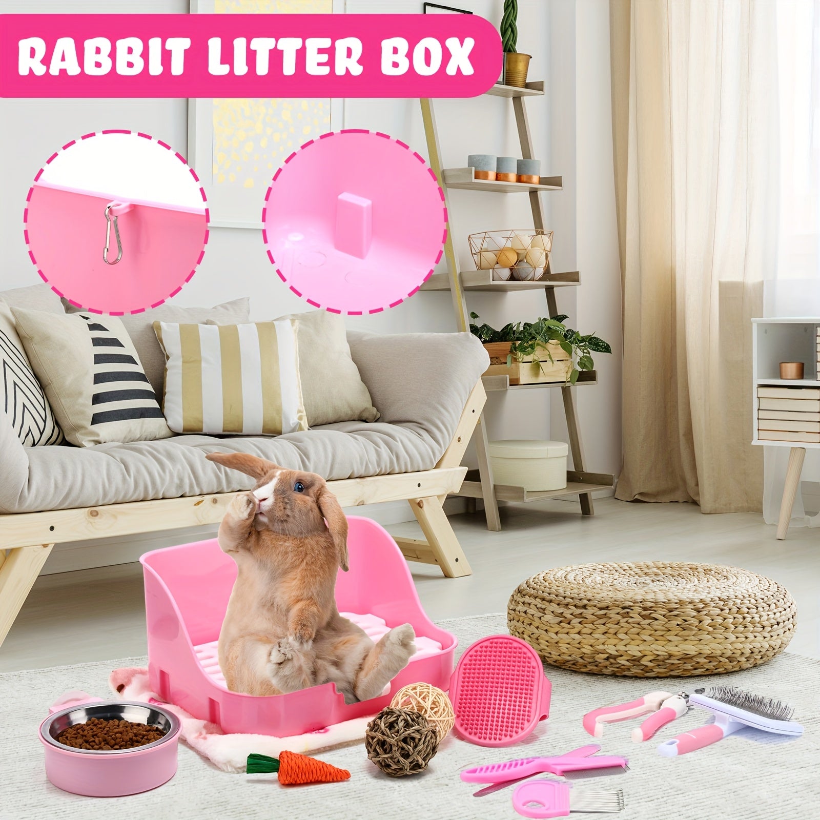 15pcs rabbit starter kit small litter box animal grooming