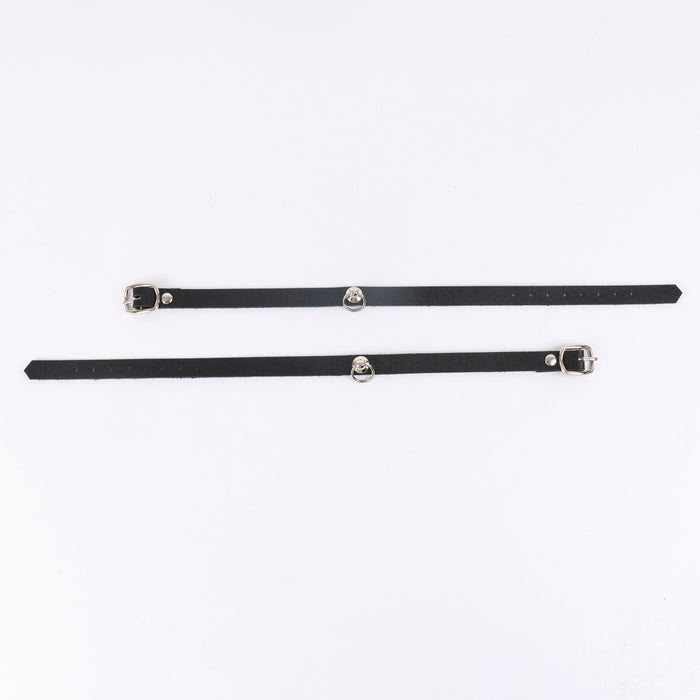 a pair pu black minimalist versatile thin ankle straps