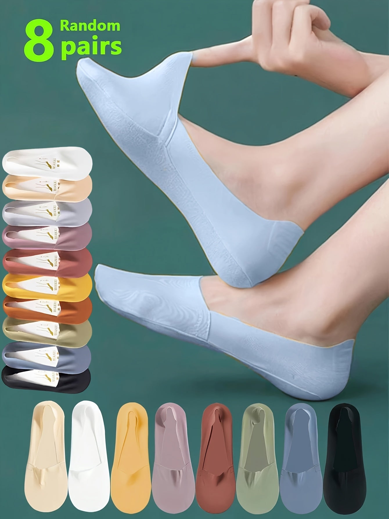 8 pairs random summer morandi color invisible boat socks