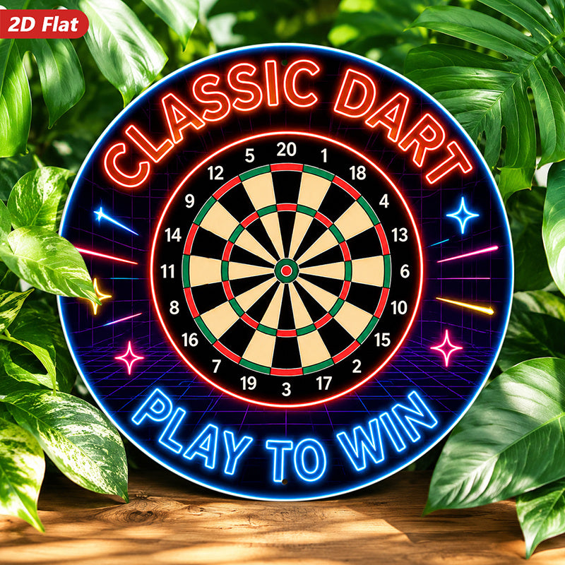 2d flat 1pc retro   game wall sign round dartboard