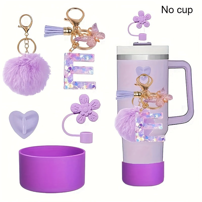 5pcs tumbler handle accessories set including resin alphabet