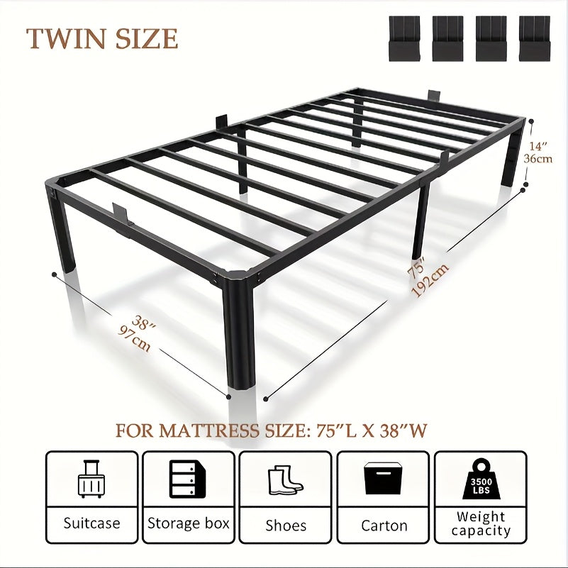 14 inch black metal bed frame king queen full twin