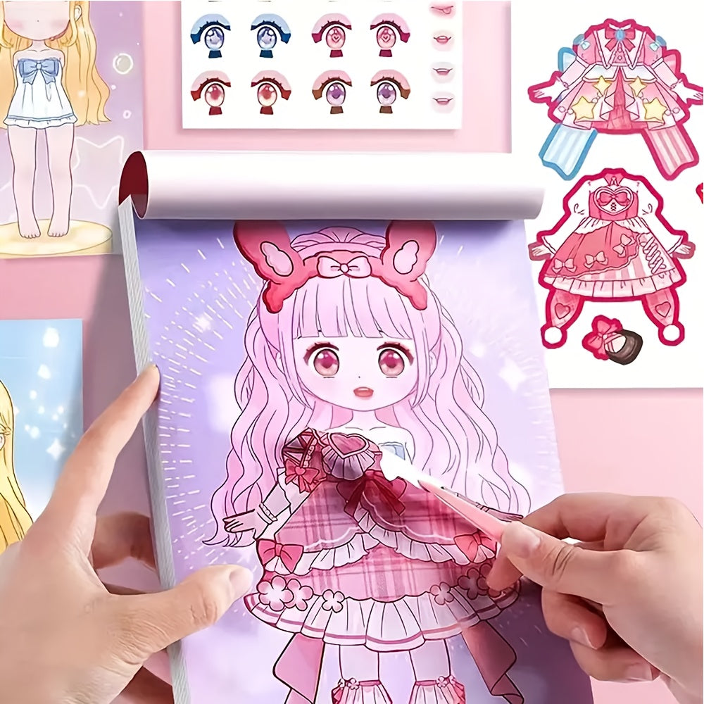 a random diy face sticker book featuring fashion doll