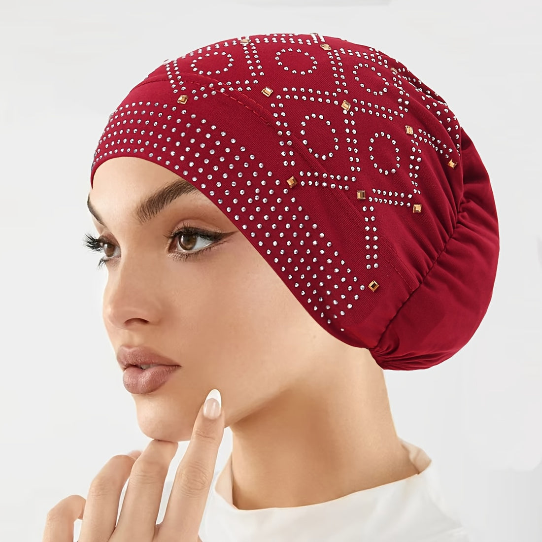 womens fashionable encrusted headscarf hat   hat
