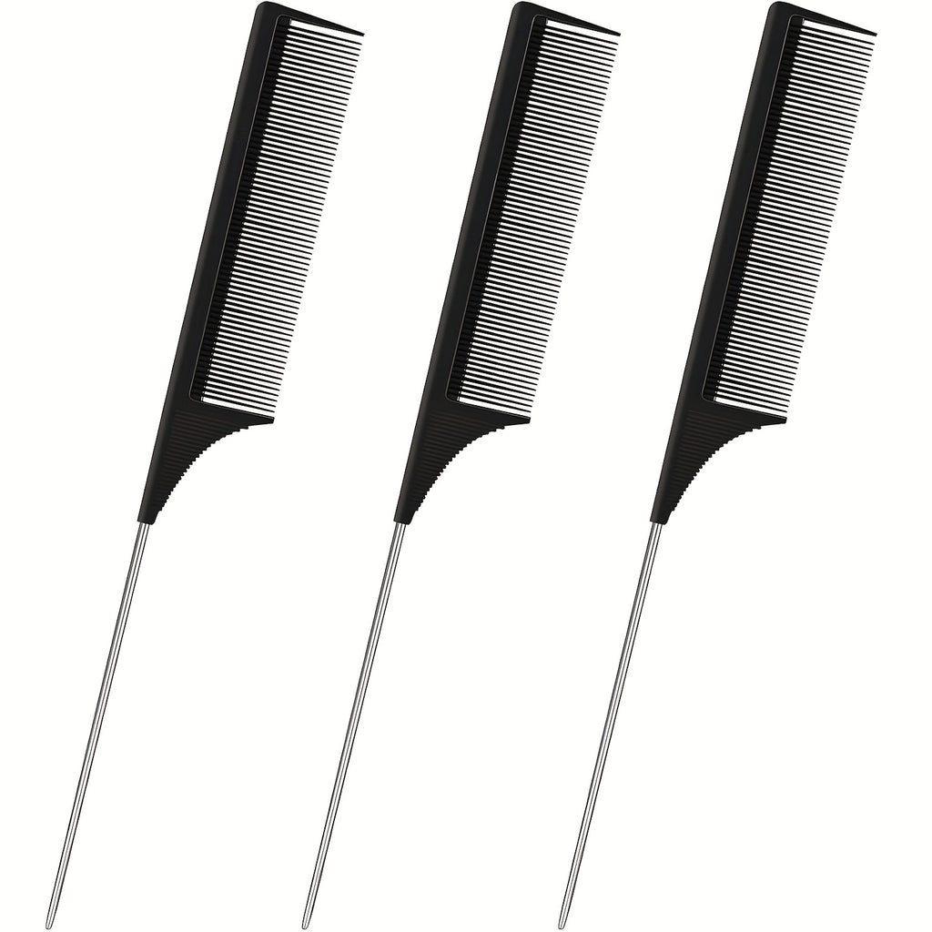 3 pack hair rat tail comb set parting teasing fine tooth