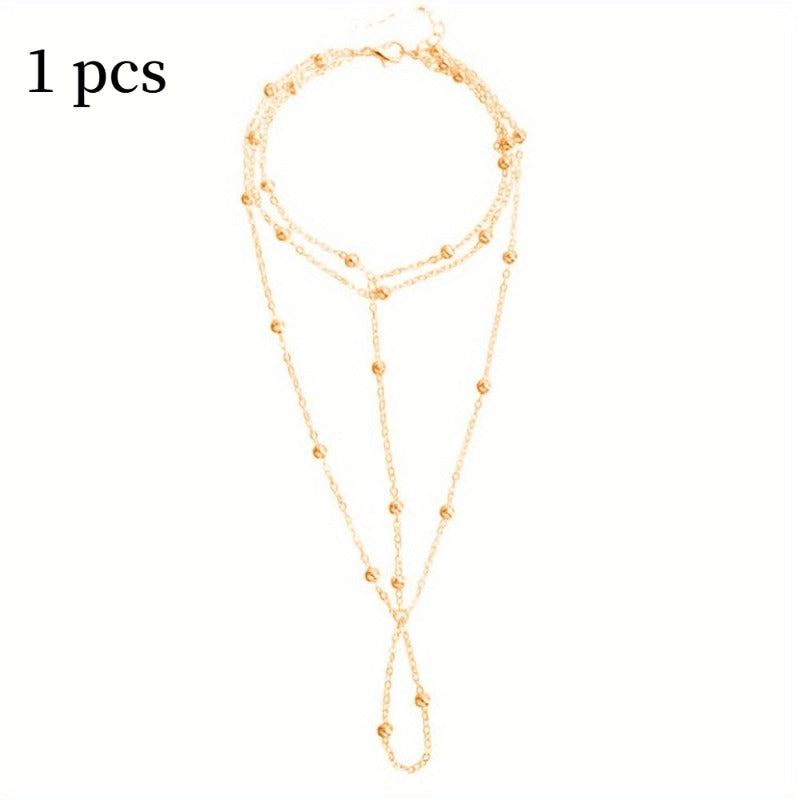 a minimalist multi layer beaded alloy anklet women vintage