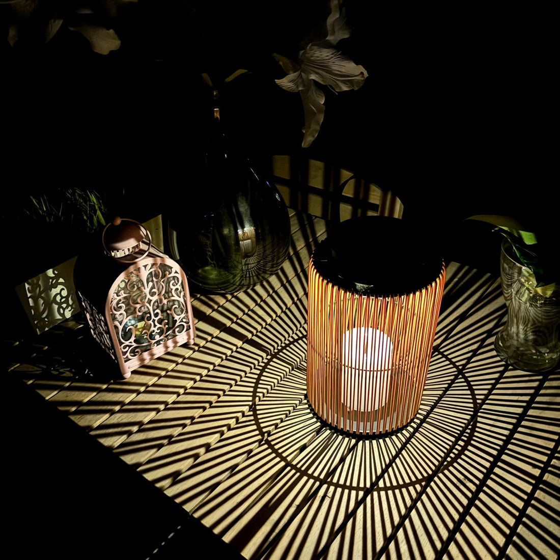 2pcs Solar Powered Woven Lantern - 9.64 Black & Amber, Pp+pe Garden Light, Auto On/off, Weatherproof
