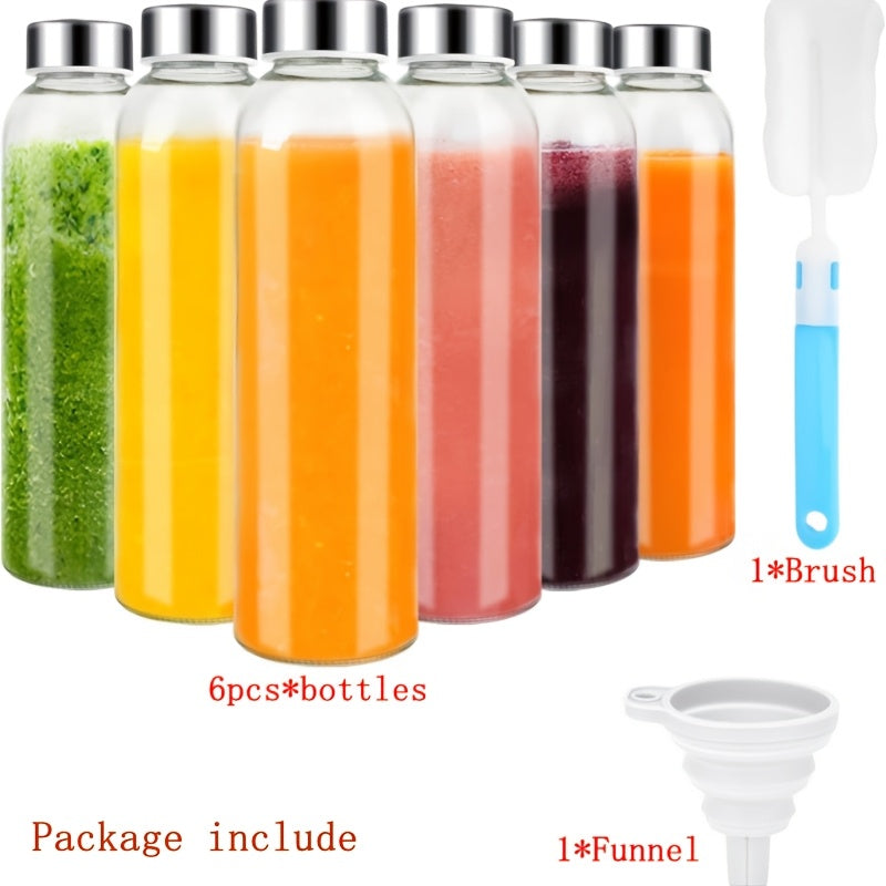 6 pack 18oz glass water bottles lids reusable glass juicing