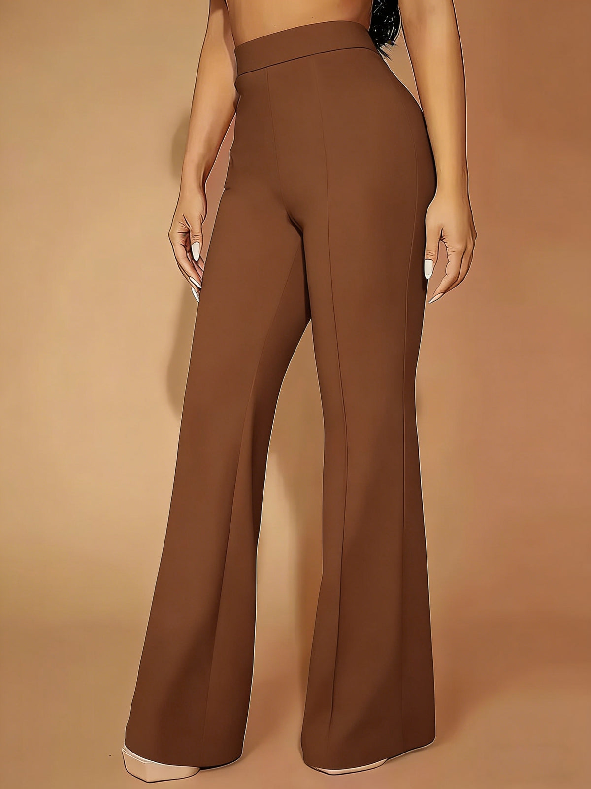womens high waist wide leg trousers stretchy elastic
