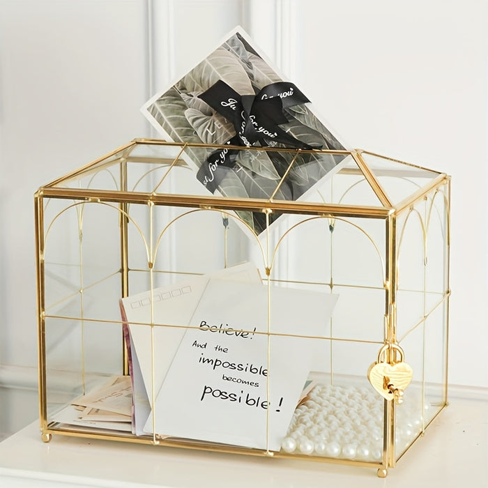 golden glass card box lock slots   inches   25 9cm
