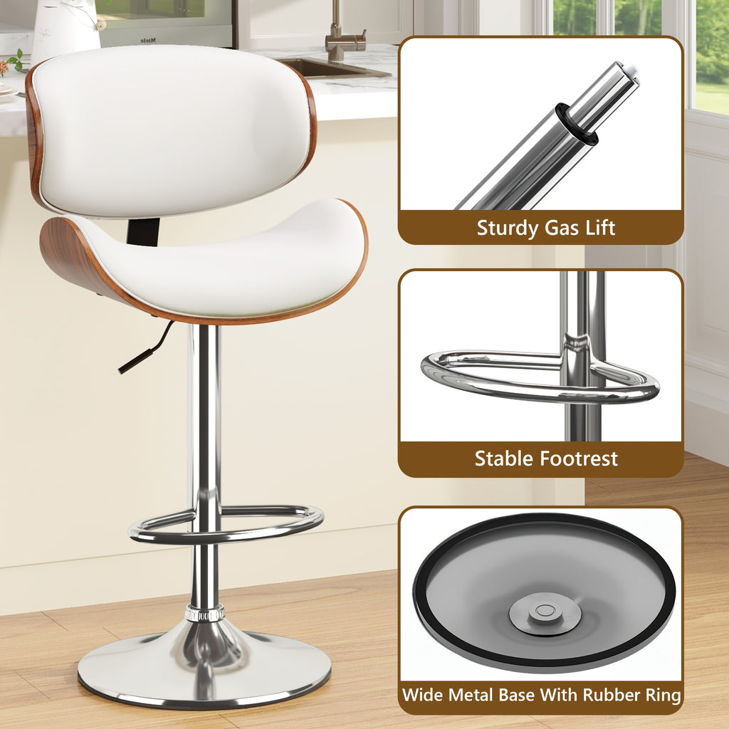 1 2pcs bar stools adjustable swivel faux leather bar stool