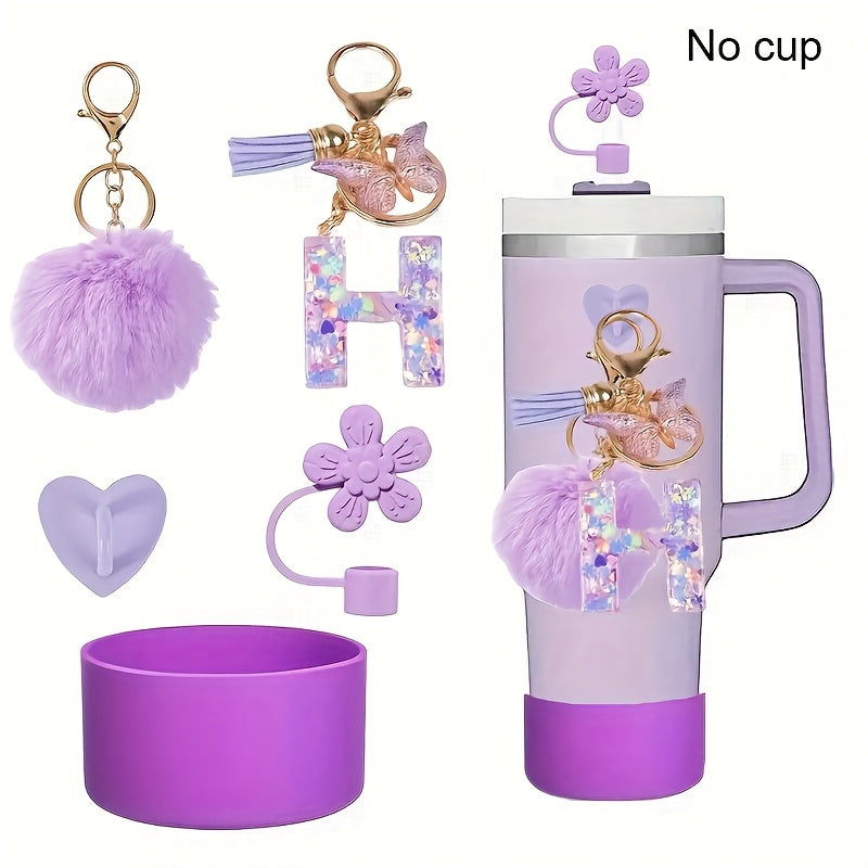 5pcs tumbler handle accessories set including resin alphabet