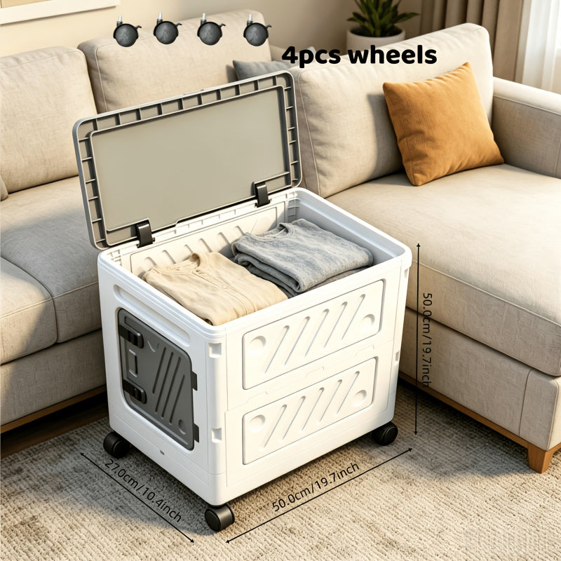 large capacity foldable wheeled storage box 4 wheels 23 6 19