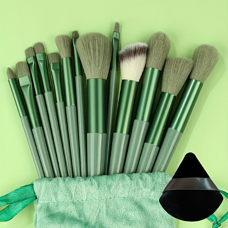 a set 13 makeup brushes including a portable storage bag