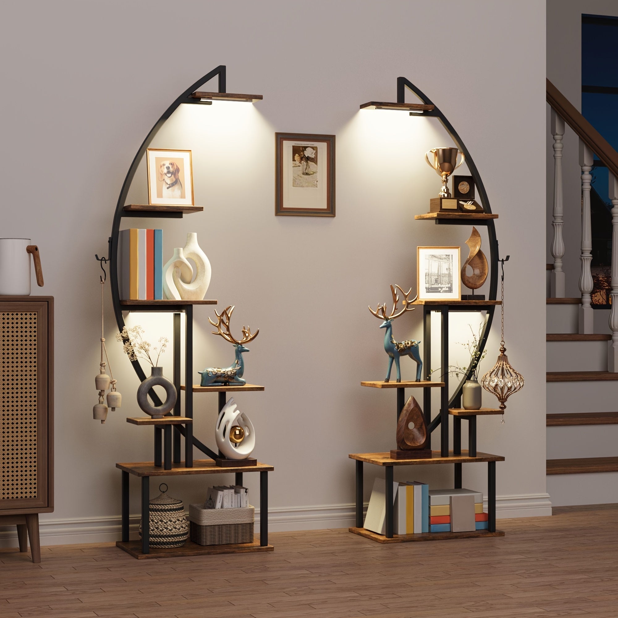 2pcs bookshelf lights 7 tiered 65 multi functional metal