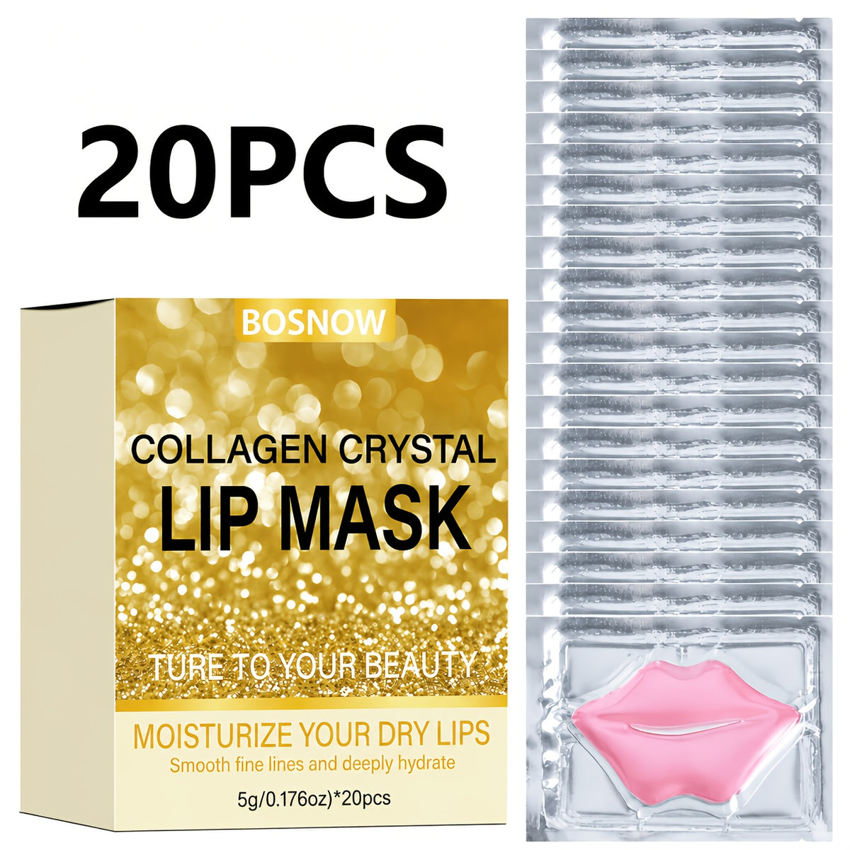 20pcs collagen lip mask moisturizes dry lips   fine