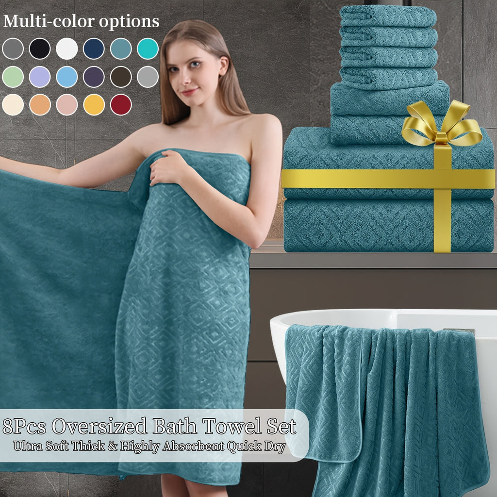 8pcs extra large bath towel ultra soft thick bath towel