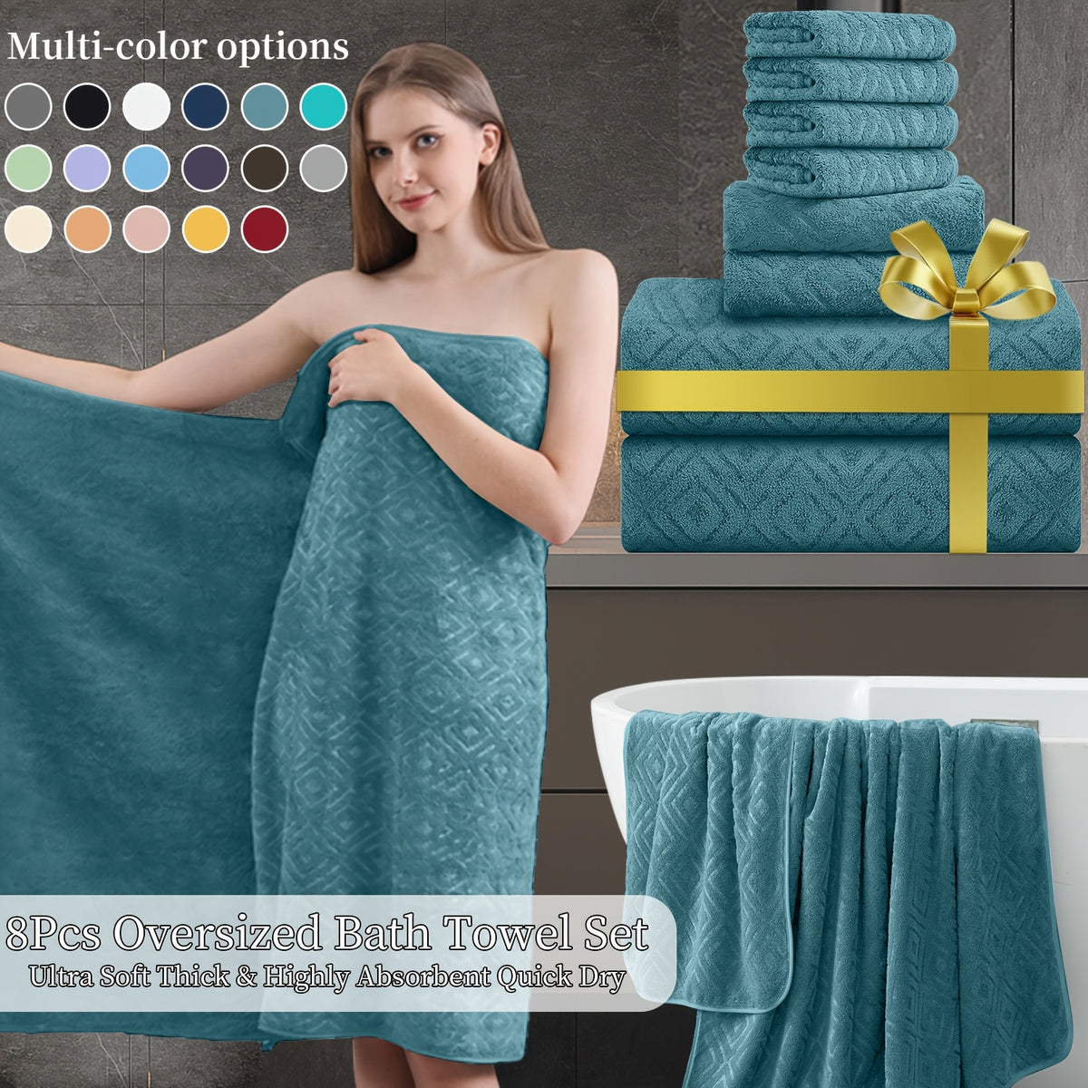 8pcs extra large bath towel ultra soft thick bath towel