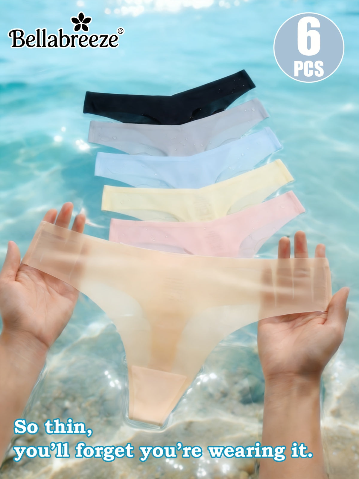 6pcs semi transparent ice womens panties ultra thin