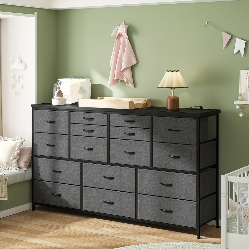 fabric drawer storage cabinet 16 drawers long black wood