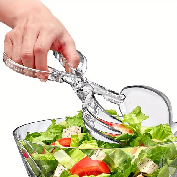 1 pair transparent plastic salad scissors reusable