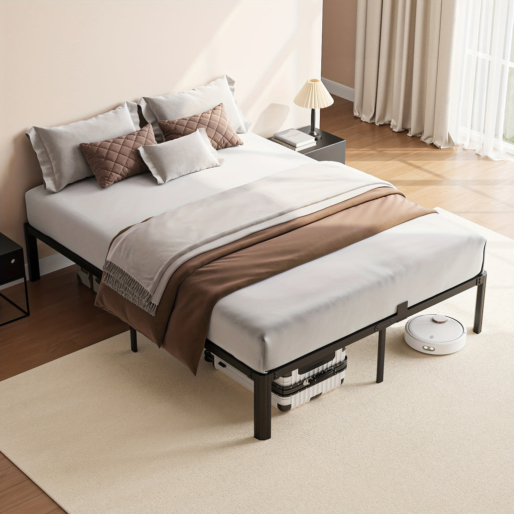 14 inch black metal bed frame king queen full twin