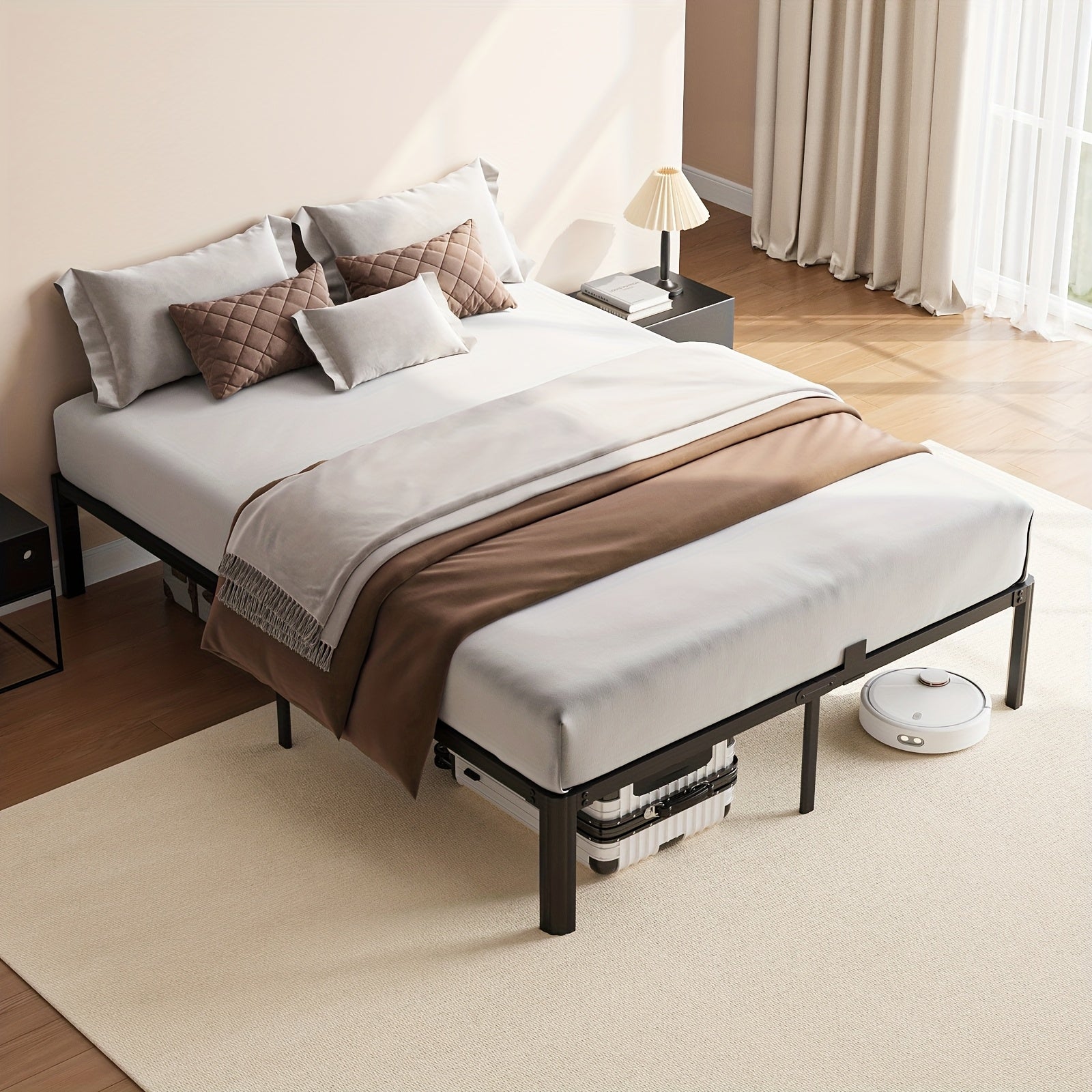 14 inch black metal bed frame king queen full twin