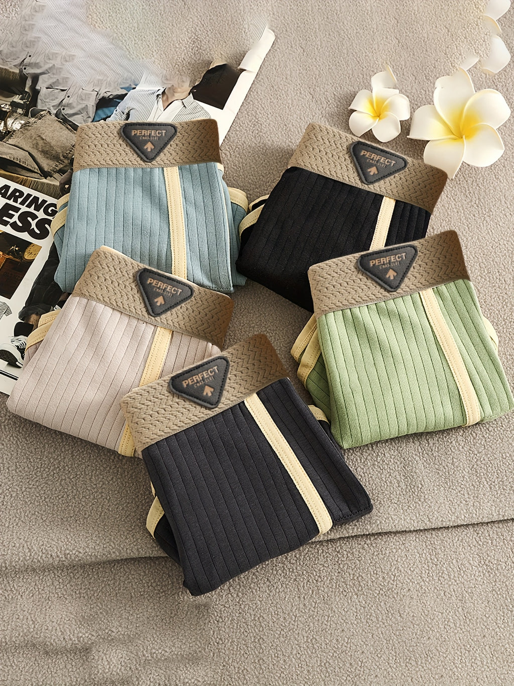 3pcs men   s underwear ribbed striped casual boxer briefs