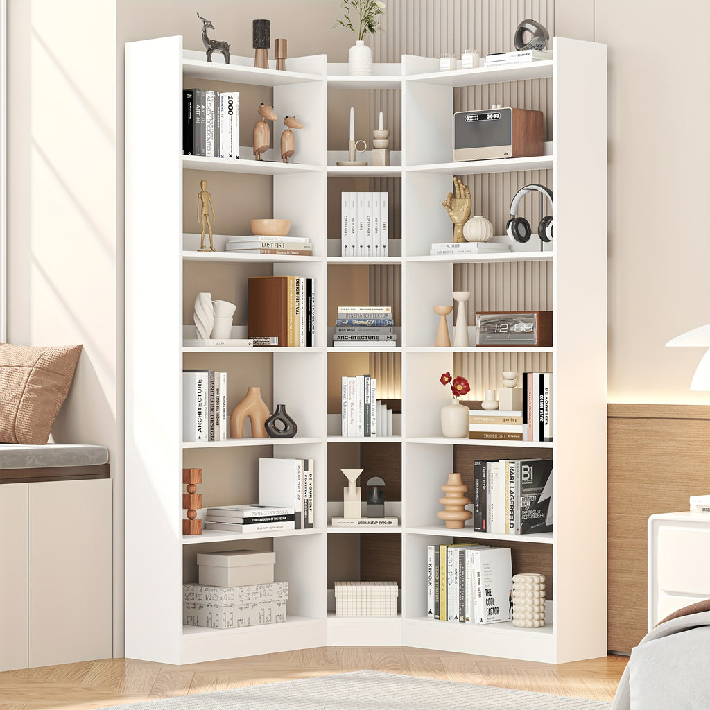 70 8 corner bookshelf bookcase 7 tiers l shaped bookshelf
